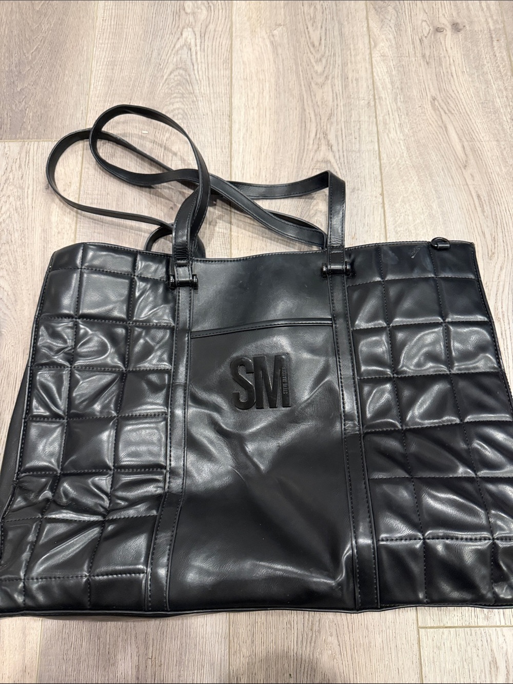 Steve Madden Black Quilted SM Tote